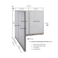 GOF Office L-Shaped Partition 66d x 66w x 60H - Kainosbuy.com