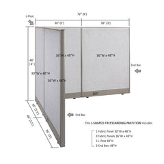 GOF Office L-Shaped Partition 66d x 72w x 48H - Kainosbuy.com