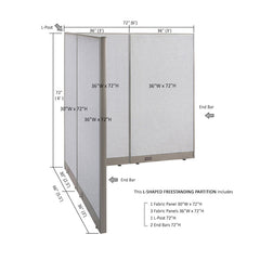 GOF Office L-Shaped Partition 66d x 72w x 72H - Kainosbuy.com