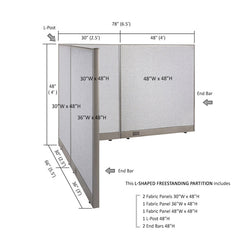 GOF Office L-Shaped Partition 66d x 78w x 48H - Kainosbuy.com