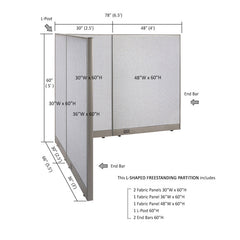 GOF Office L-Shaped Partition 66d x 78w x 60H - Kainosbuy.com
