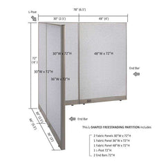 GOF Office L-Shaped Partition 66d x 78w x 72H - Kainosbuy.com