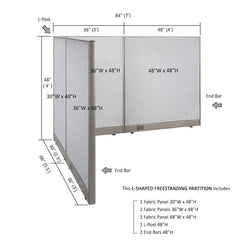 GOF Office L-Shaped Partition 66d x 84w x 48H - Kainosbuy.com