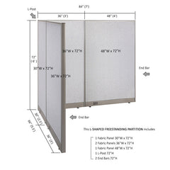 GOF Office L-Shaped Partition 66d x 84w x 72H - Kainosbuy.com