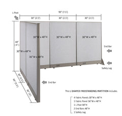 GOF Office L-Shaped Partition 66d x 90w x 48H - Kainosbuy.com