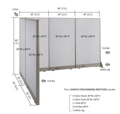 GOF Office L-Shaped Partition 66d x 90w x 60H - Kainosbuy.com