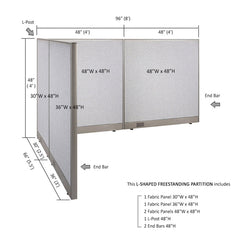 GOF Office L-Shaped Partition 66d x 96w x 48H - Kainosbuy.com
