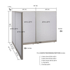 GOF Office L-Shaped Partition 66d x 96w x 60H - Kainosbuy.com