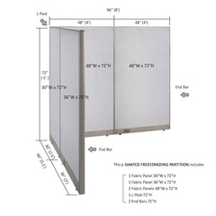 GOF Office L-Shaped Partition 66d x 96w x 72H - Kainosbuy.com