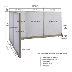 GOF Office L-Shaped Partition 72d x 102w x 48H - Kainosbuy.com