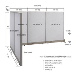 GOF Office L-Shaped Partition 72d x 102w x 60H - Kainosbuy.com