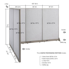 GOF Office L-Shaped Partition 72d x 102w x 72H - Kainosbuy.com