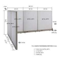 GOF Office L-Shaped Partition 72d x 108w x 48H - Kainosbuy.com