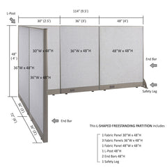 GOF Office L-Shaped Partition 72d x 114w x 48H - Kainosbuy.com