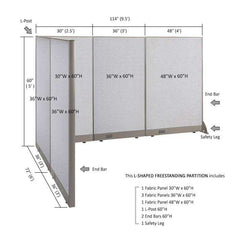 GOF Office L-Shaped Partition 72d x 114w x 60H - Kainosbuy.com