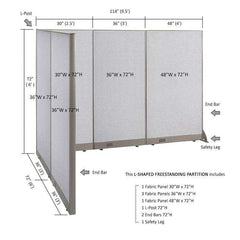 GOF Office L-Shaped Partition 72d x 114w x 72H - Kainosbuy.com