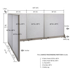 GOF Office L-Shaped Partition 72d x 120w x 48H - Kainosbuy.com