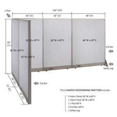 GOF Office L-Shaped Partition 72d x 120w x 60H - Kainosbuy.com