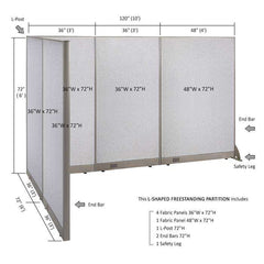 GOF Office L-Shaped Partition 72d x 120w x 72H - Kainosbuy.com