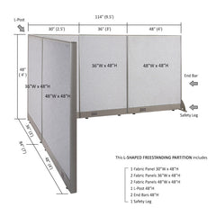 GOF Office L-Shaped Partition 84d x 114w x 48H - Kainosbuy.com