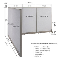 GOF Office L-Shaped Partition 84d x 114w x 60H - Kainosbuy.com
