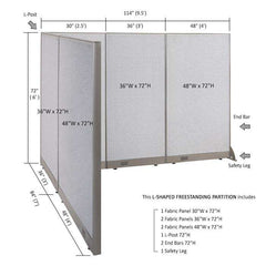 GOF Office L-Shaped Partition 84d x 114w x 72H - Kainosbuy.com