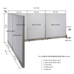 GOF Office L-Shaped Partition 84d x 120w x 48H - Kainosbuy.com