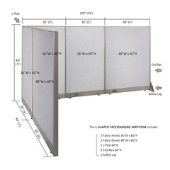 GOF Office L-Shaped Partition 84d x 120w x 60H - Kainosbuy.com