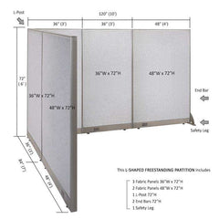 GOF Office L-Shaped Partition 84d x 120w x 72H - Kainosbuy.com