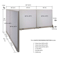 GOF Office L-Shaped Partition 84d x 126w x 48H - Kainosbuy.com
