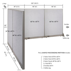 GOF Office L-Shaped Partition 84d x 126w x 60H - Kainosbuy.com