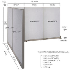 GOF Office L-Shaped Partition 84d x 126w x 72H - Kainosbuy.com