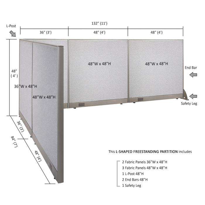 GOF Office L-Shaped Partition 84d x 132w x 48H - Kainosbuy.com