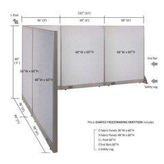GOF Office L-Shaped Partition 84d x 132w x 60H - Kainosbuy.com
