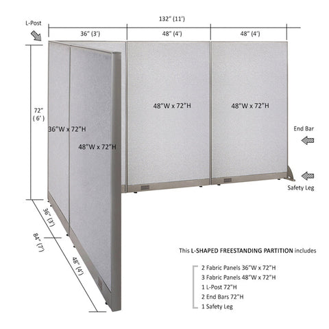 GOF Office L-Shaped Partition 84d x 132w x 72H - Kainosbuy.com