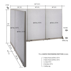 GOF Office L-Shaped Partition 84d x 132w x 72H - Kainosbuy.com