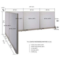 GOF Office L-Shaped Partition 84d x 144w x 48H - Kainosbuy.com