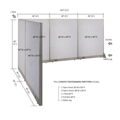 GOF Office L-Shaped Partition 84d x 144w x 60H - Kainosbuy.com