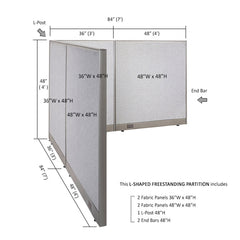 GOF Office L-Shaped Partition 84d x 84w x 48H - Kainosbuy.com
