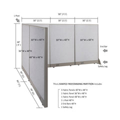GOF Office L-Shaped Partition 84d x 90w x 48H - Kainosbuy.com