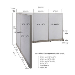 GOF Office L-Shaped Partition 84d x 90w x 60H - Kainosbuy.com