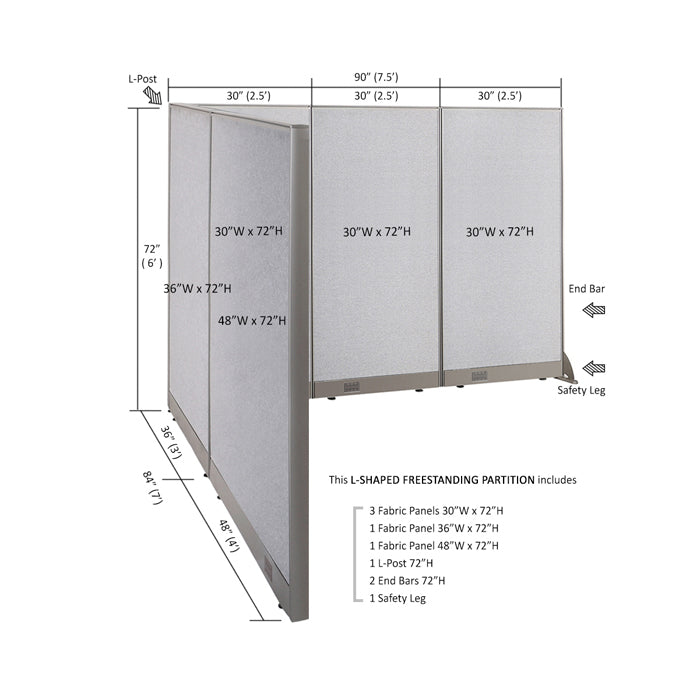 GOF Office L-Shaped Partition 84d x 90w x 72H - Kainosbuy.com