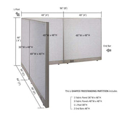 GOF Office L-Shaped Partition 84d x 96w x 48H - Kainosbuy.com