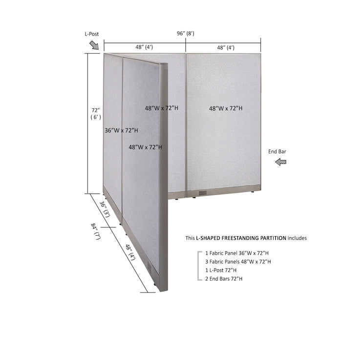 GOF Office L-Shaped Partition 84d x 96w x 72H - Kainosbuy.com