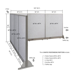GOF Office L-Shaped Partition 90d x 102w x 48H - Kainosbuy.com
