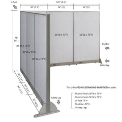 GOF Office L-Shaped Partition 90d x 102w x 72H - Kainosbuy.com