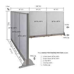 GOF Office L-Shaped Partition 90d x 108w x 48H - Kainosbuy.com