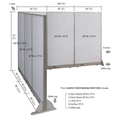 GOF Office L-Shaped Partition 90d x 108w x 72H - Kainosbuy.com