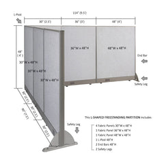GOF Office L-Shaped Partition 90d x 114w x 48H - Kainosbuy.com