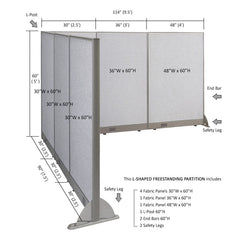 GOF Office L-Shaped Partition 90d x 114w x 60H - Kainosbuy.com
